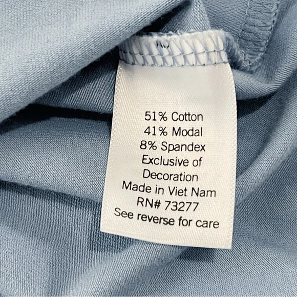 LC Lauren Conrad Smocked Long Sleeve Top Jersey Blouse Blue Ruffle Sleeve Sz XS - Picture 6 of 6